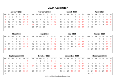 2024 US Calendar with Holidays