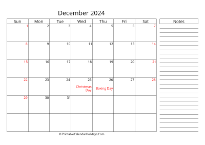 2024 december calendar with canada holidays